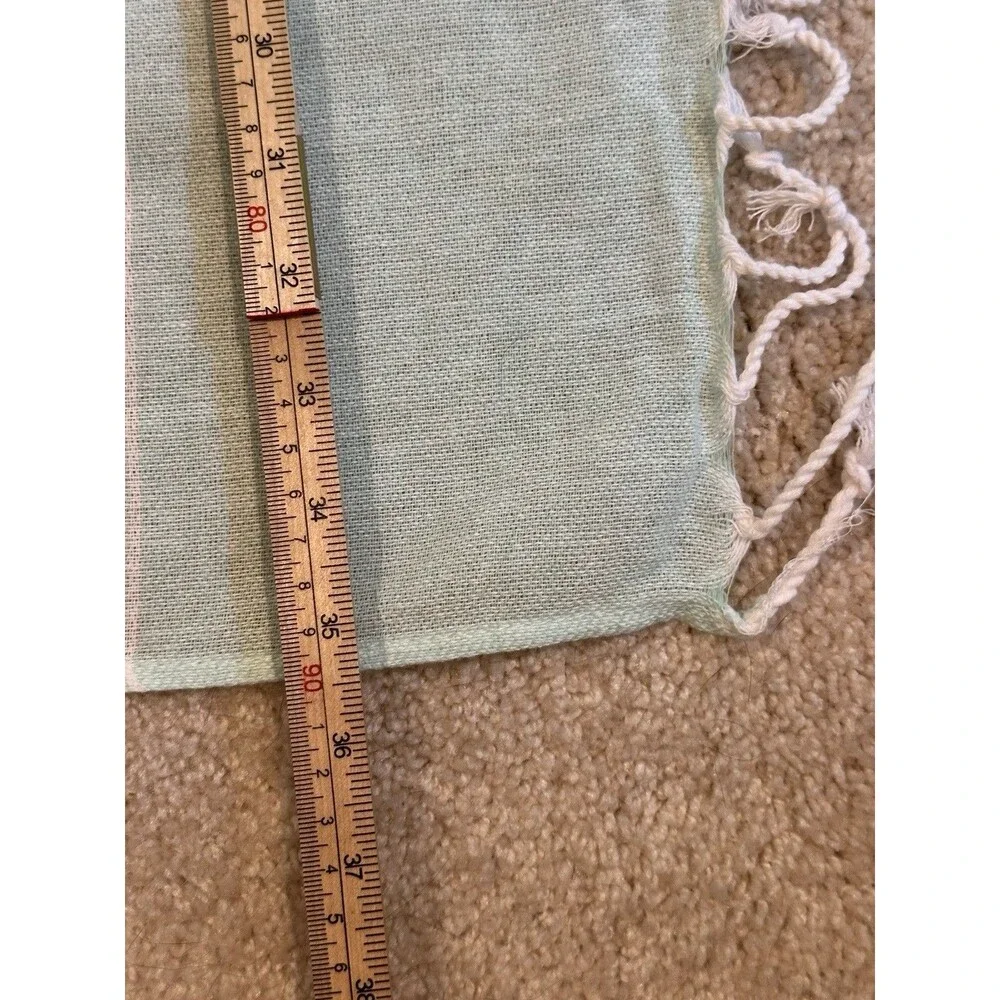 Smyrna Turkish Cotton Towel Mint Green White Striped Beach Bath Peshtemal 37x71